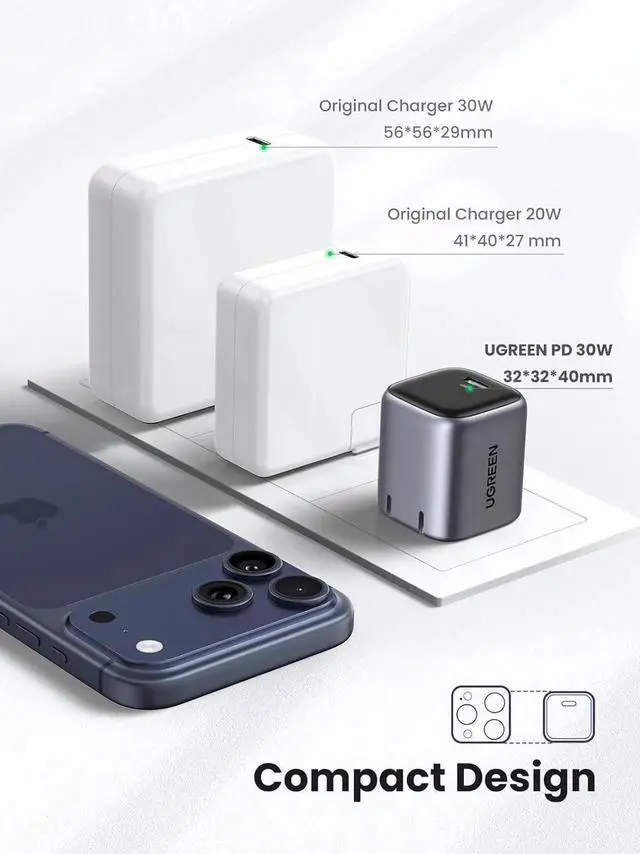 Alt view image 6 of 7 - UGREEN 30W USB C Charger for iPhone 17, Nexode Foldable GaN PPS Compact Fast Wall Charger Block, USB-C Power Adapter for iPhone 17/16/15/14, Galaxy S25/S24/S23/S22