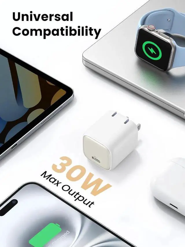 Alt view image 3 of 7 - UGREEN 30W USB C Charger for iPhone 17, Nexode Foldable GaN PPS Compact Fast Wall Charger Block, USB-C Power Adapter for iPhone 17/16/15/14, Galaxy S25/S24/S23/S22 White