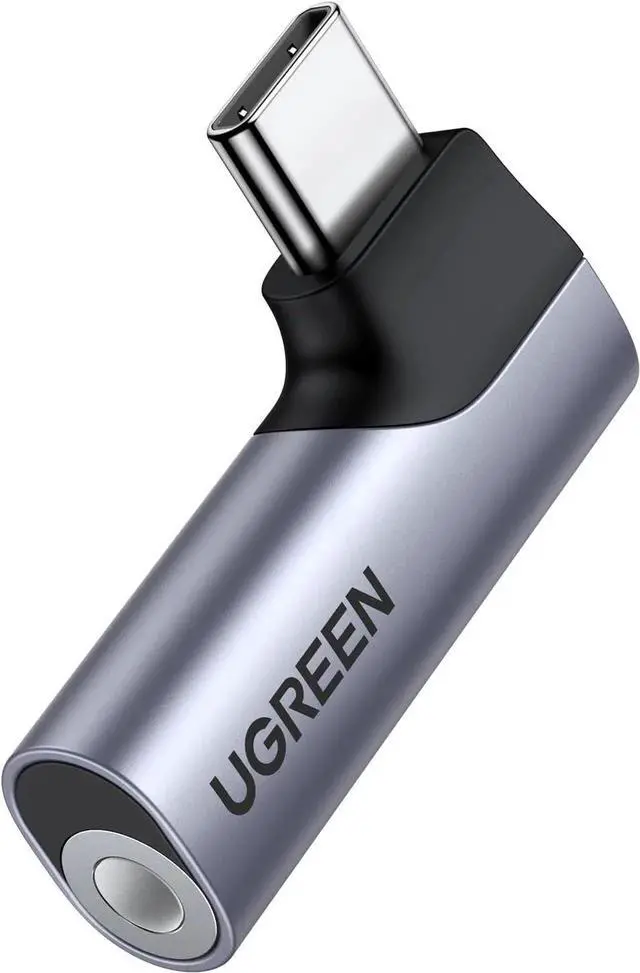 Main image of UGREEN USB C to 3.5mm Audio Adapter Type C Aux Headphone Jack DAC Stereo Mic HiFi Right Angle Dongle Compatible with iPhone 17 16 15 Pro Max/16 15 Plus, iPad Pro, Galaxy S25 Ultra Pixel 9, Gray
