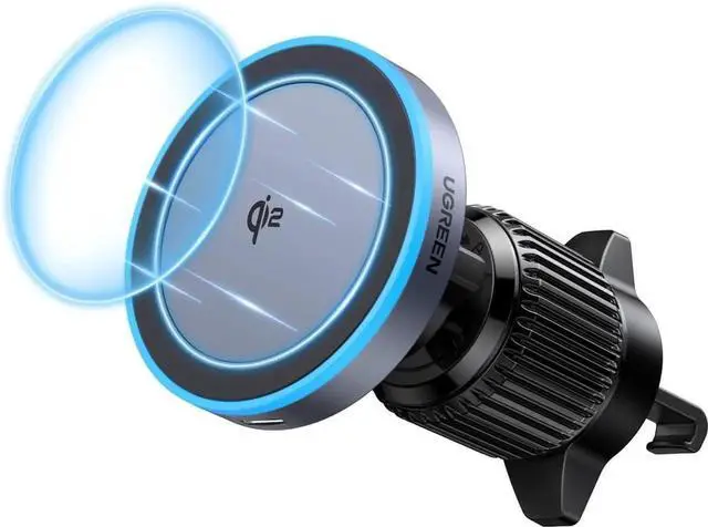 Main image of UGREEN Qi2 Wireless Car Charger, 15W Fast Charging Strong Magnetic Car Phone Holder with LED Light for iPhone 17/16/15/14/13/12 Series Car Accessories