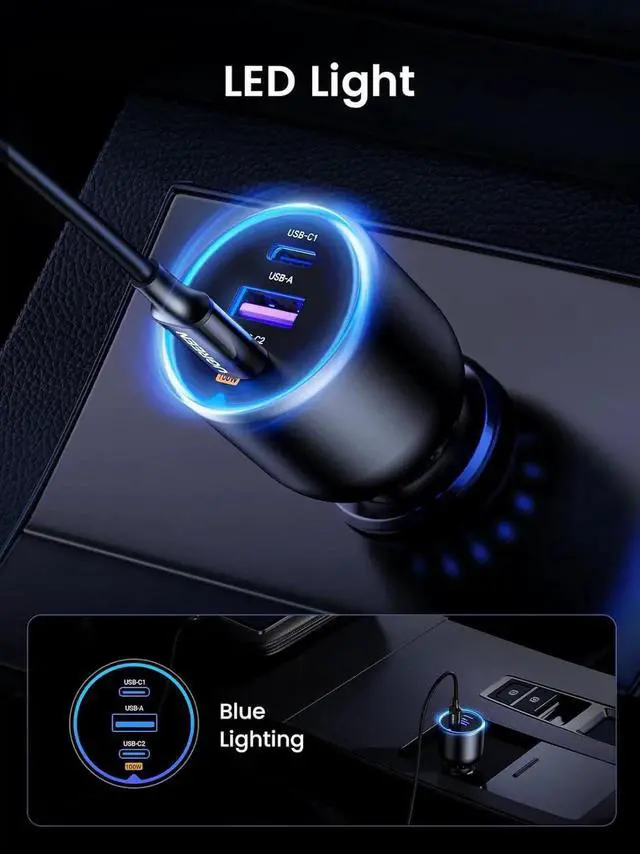 Alt view image 7 of 7 - UGREEN 130W USB C Car Charger, Type C Car Charger Adapter Compatible with iPhone 17 17 Air 17 Pro 17 Pro Max 16 16 Plus 16 Pro 16 Pro Max 15 14 13 12, Galaxy S24 S23 Ultra, iPad, MacBook, and More