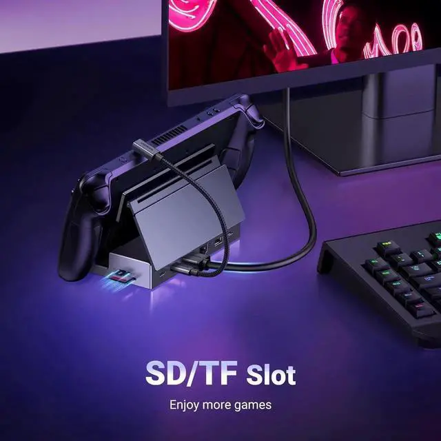 Alt view image 6 of 6 - UGREEN Steam Deck Dock 9-in-1 USB C Docking Station with Foldable Stand, 4K@60Hz HDMI, Gigabit Ethernet, PD 100W, 10Gbps USB A&C 3.2, TF/SD Compatible with Steam Deck, Rog Ally, Rog X, Legion Go etc.