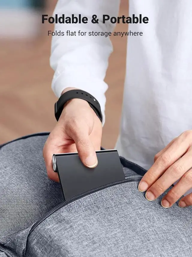 Alt view image 7 of 7 - UGREEN Cell Phone Stand for Desk Phone Holder Foldable Portable Adjustable Compatible with iPhone 17 Air 16 15 14 13 Pro Max, iPhone 12 11 Plus SE XS XR 8 7, Office Desk Travel Accessories, White