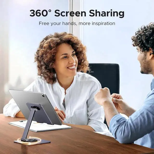 Alt view image 6 of 7 - UGREEN Tablet Stand Holder for Desk 360° Rotating Base Aluminum Tablet Holder Adjustable Multi-Angle Home Office Accessories Compatible with iPad Pro Air Mini 13 12.9 11 Inch