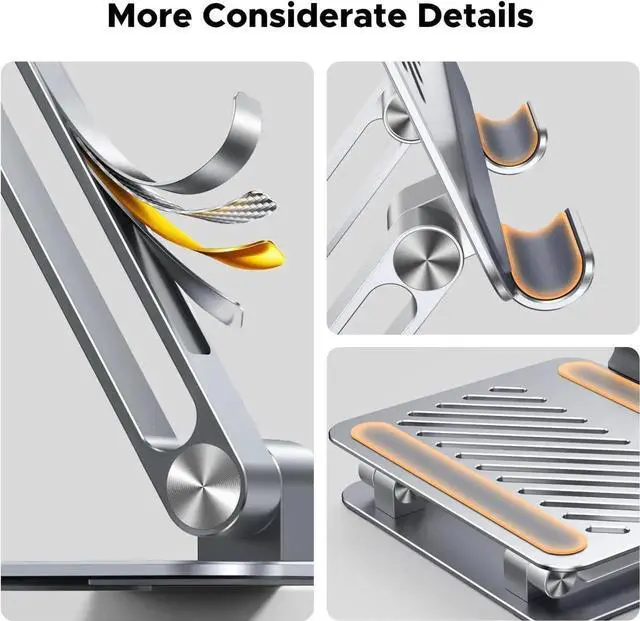 Alt view image 5 of 7 - UGREEN Tablet Stand Holder for Desk Dual Rod Support Aluminum Tablet Holder Adjustable Multi-Angle Home Office Accessories Compatible with iPad Pro 13 12 11 10.5 Air Mini 5 4 3 2 Phone E-Reader Silver