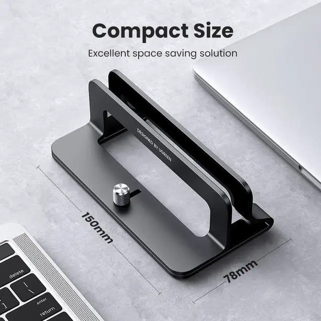 Alt view image 5 of 7 - UGREEN Vertical Laptop Stand Holder for Desk Compatible with MacBook Pro, MacBook Air Stand Vertical Aluminum Adjustable for Up to 17.3 Inch Gaming Laptop, Gray Black