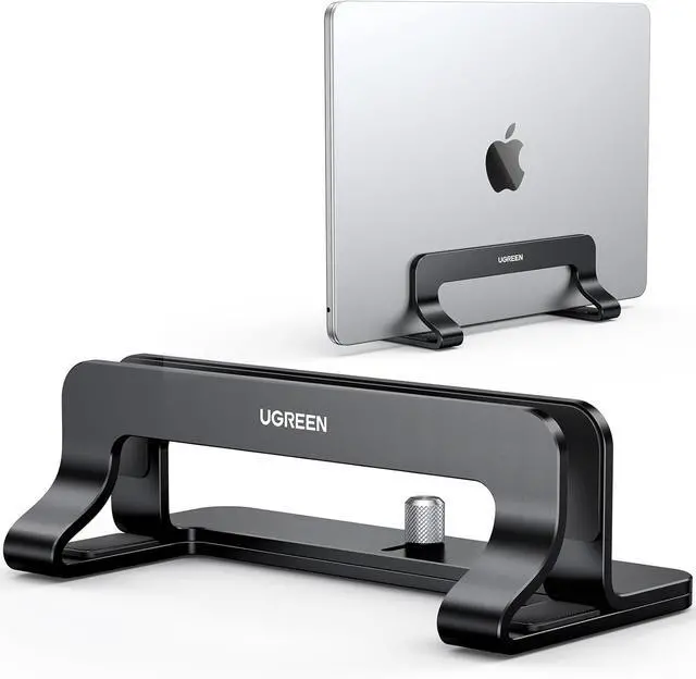Main image of UGREEN Vertical Laptop Stand Holder for Desk Compatible with MacBook Pro, MacBook Air Stand Vertical Aluminum Adjustable for Up to 17.3 Inch Gaming Laptop, Gray Black