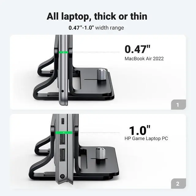 Alt view image 6 of 7 - UGREEN Vertical Laptop Stand Holder for Desk Compatible with MacBook Pro, MacBook Air Stand Vertical Aluminum Adjustable for Up to 17.3 Inch Gaming Laptop, Gray Black