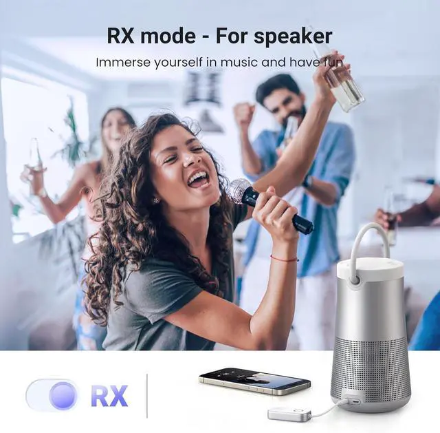 Alt view image 4 of 6 - UGREEN Airplane Bluetooth 6.0 Transmitter Receiver for 2 Airpods or Headphones, Airplane Travel Essentials 2-in-1 Wireless Bluetooth Adapter, 3.5MM AUX Jack Adapter on Flight, TV, Car Stereo