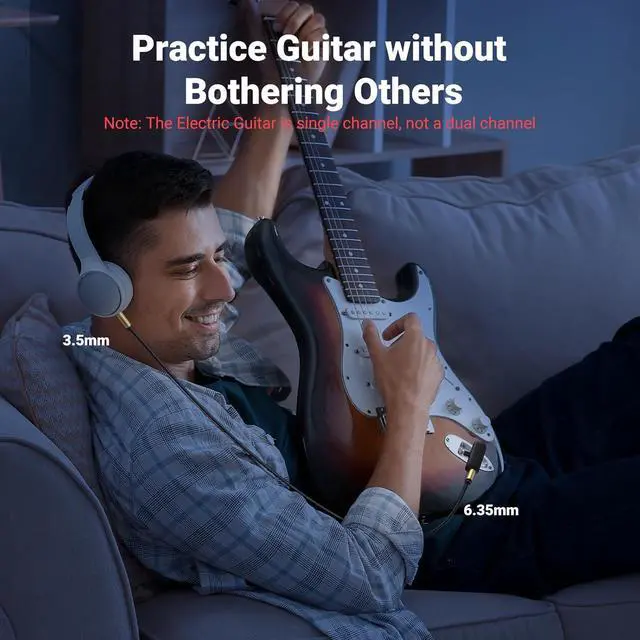 Alt view image 4 of 7 - UGREEN 1/8 to 1/4 Stereo Cable 3.5mm TRS to 6.35mm Audio Cable Guitar to Aux Male Cord with Zinc Alloy Housing and Nylon Braid for Guitar, Laptop, Home Theater Devices, Speaker and Amplifiers