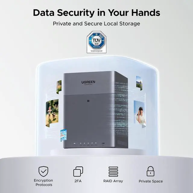 Alt view image 3 of 7 - UGREEN NASync DH4300 Plus 4-Bay Desktop NAS, Support Capacity 120TB (Diskless), Remote Access, AI Photo Album, Beginner Friendly System, 8GB LPDDR4X RAM, 2.5GbE, 4K HDMI, Network Attached Storage