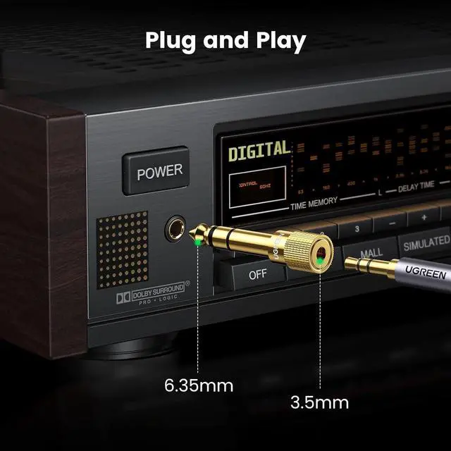 Alt view image 5 of 7 - UGREEN 6.35mm 1/4 Male to 3.5mm 1/8 Female Stereo Headphone Adapter Audio Jack Plug Gold Plated for Speaker Headphone Guitar Digital Piano Amp, 2 Pack