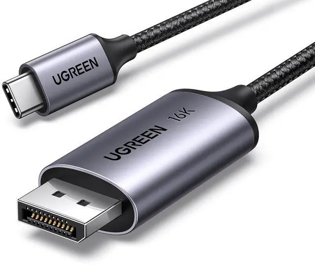 Main image of UGREEN USB C to DisplayPort 2.1 Cable 16K@30Hz 8K@120Hz 40Gbps Thunderbolt 4/3 to DisplayPort Cord Alu Braided Compatible iPhone 17/16 Pro Max, Galaxy S25, MacBook Pro/Air, iPad, Mac mini, XPS, 3.3FT