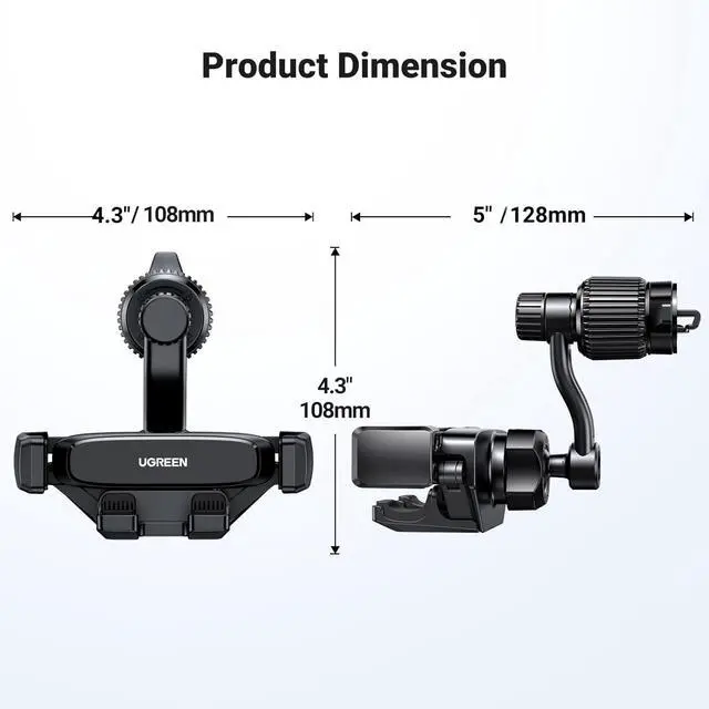 Alt view image 4 of 7 - UGREEN Car Phone Holder Vent Phone Mount, Never Blocking Air Vent Clip Cellphone Holder Compatible with iPhone 17 16 15 14 13 12 Pro Max Mini Plus, iPhone 11 SE XS XR 8 7 6 6S Smartphone, Black