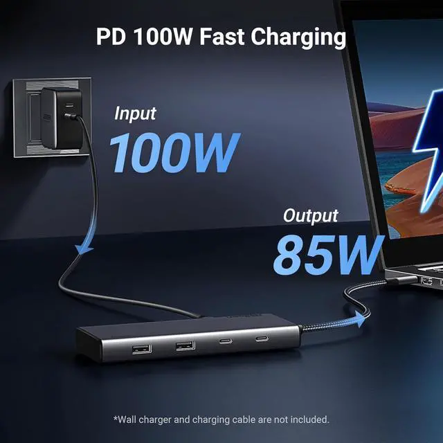 Alt view image 4 of 7 - UGREEN 8 in 1 USB C Docking Station with Dual Monitor, 4K Triple Display USBC Hub with 2 HDMI, DP, 2 USB A&C 3.2 Ports, 100W PD, USB-C Dock Compatible for MacBook, Dell, HP, Lenovo, Surface etc