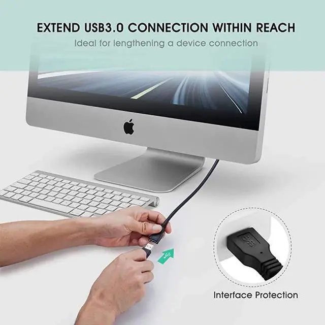 Alt view image 7 of 7 - USB 30 Extension Cable 12 ft USB Extension Cable USB 30 Extender Cord Type A Male to Female Data Transfer Lead for Hard DrivePrinterKeyboardCameraUSB Flash DriveCard Reader