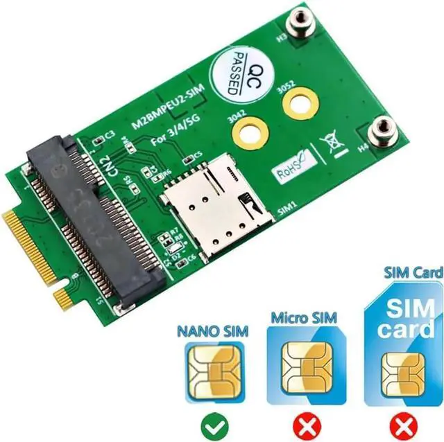 Alt view image 7 of 7 - NGFF M.2 Key B to Mini PCI-E Adapter for 3G/4G/5G GSM LTE Module Mini PCIe Card to Desktop PC (with SIM Card Slot)