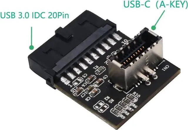Alt view image 5 of 5 - USB 3.0 (3.1 Gen 2) Internal IDC 20 Pin Motherboard Header to Type E A-Key USB 3.1 20Pin Female Header Converter for Type C Panel Mount Adapter