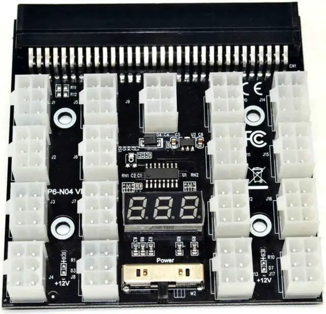 Main image of PCI-E 17x 6Pin Power Supply Breakout Board Adapter Converter 12V for Ethereum BTC Antminer Miner Mining HP Server PSU GPU