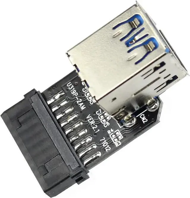 Alt view image 4 of 7 - 20Pin to Dual USB3.0 Adapter Connverter Desktop Motherboard 19 Pin/20P Header to 2 Ports USB 3.0 A Female Connector Card Reader (Vertical Version)