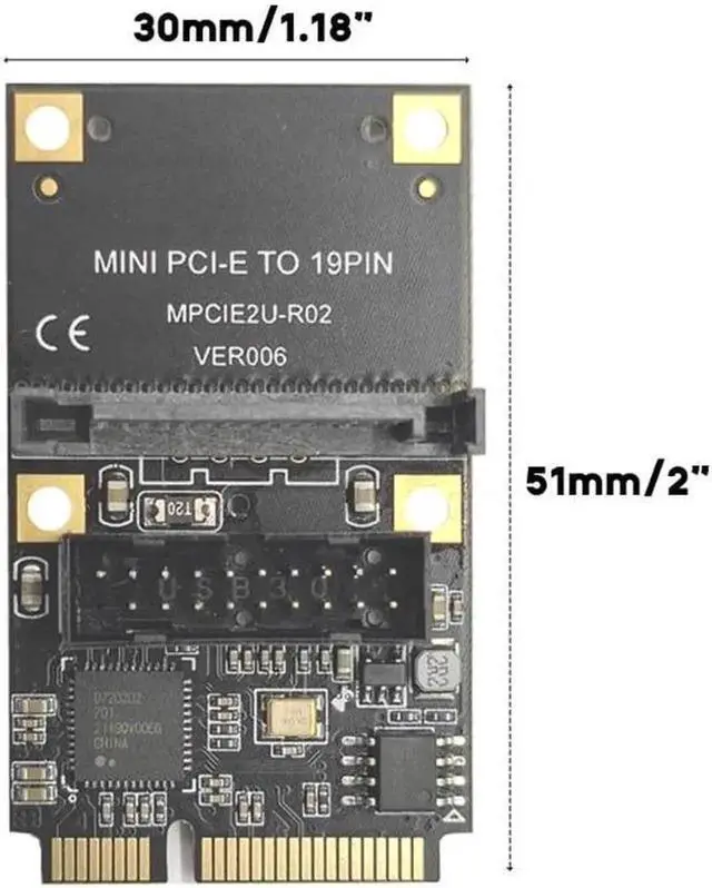 Alt view image 5 of 6 - MINI PCI-Express to 19pin USB3.0 Expansion Card Mini PCI-E to USB3.0 Adapter Riser Card 15pin Sata/4Pin Power(SATA)
