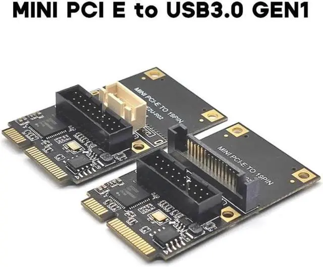 Alt view image 2 of 6 - MINI PCI-Express to 19pin USB3.0 Expansion Card Mini PCI-E to USB3.0 Adapter Riser Card 15pin Sata/4Pin Power(SATA)