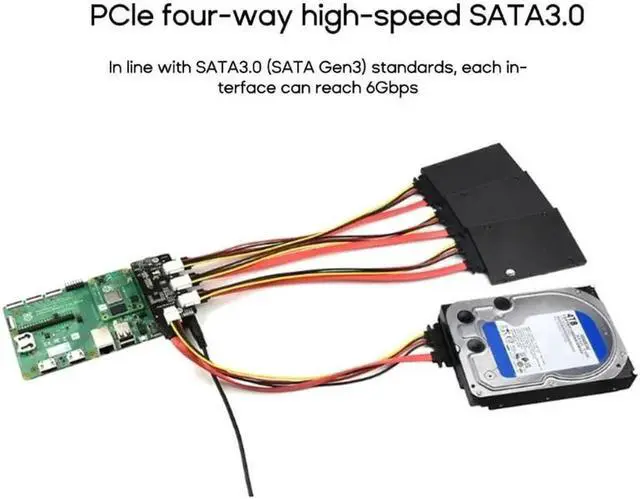 Alt view image 6 of 6 - PCIE to SATA Adapter PCIE to SATA3.0 Expansion Card 4Port SATA3.0 Expansion Card Adapter 6Gbps Speed SATA Interface