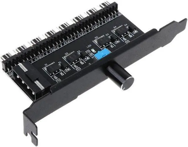 Alt view image 2 of 5 - PC 8 Channels Fan Hub Cooling Fan Speed Controller for CPU Case HDD VGA PWM Fan PCI Bracket Power By 12V SATA/4Pin Fan Control