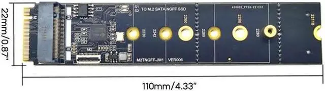Alt view image 4 of 6 - M.2 NVME Sata Riser Card M2 NVME to Sata 3.0 Expansion Card JMB582 6GB/S Adapter Sata3.0 Riser Expansion Card