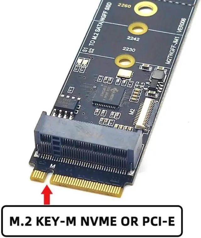 Alt view image 5 of 6 - M.2 NVME Sata Riser Card M2 NVME to Sata 3.0 Expansion Card JMB582 6GB/S Adapter Sata3.0 Riser Expansion Card