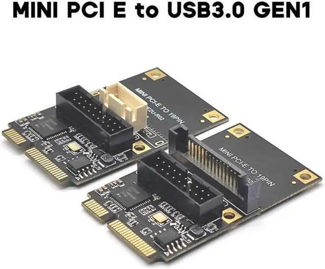 Alt view image 2 of 6 - MINI PCI-Express to 19pin USB3.0 Expansion Card Mini PCI-E to USB3.0 Adapter Riser Card 15pin Sata/4Pin Power(4PIN)