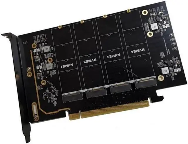 Alt view image 5 of 5 - 4 Port PCI Express Expansion Card PCI-E to M2 Controller PCIe X16 To M.2 NVME Adapter Add On Cards For 2230-2280 SSD