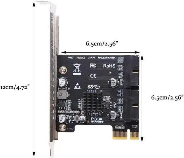 Alt view image 6 of 6 - PCI-E USB 3.0 Expansion Card Adapter 2 Port USB3.0 Hub Internal 19/20 Pin Header PCIE PCI Express to USB3.0 Adapter Card