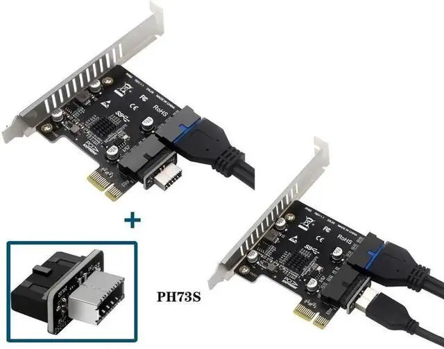 Alt view image 2 of 6 - PCI-E USB 3.0 Expansion Card Adapter 2 Port USB3.0 Hub Internal 19/20 Pin Header PCIE PCI Express to USB3.0 Adapter Card
