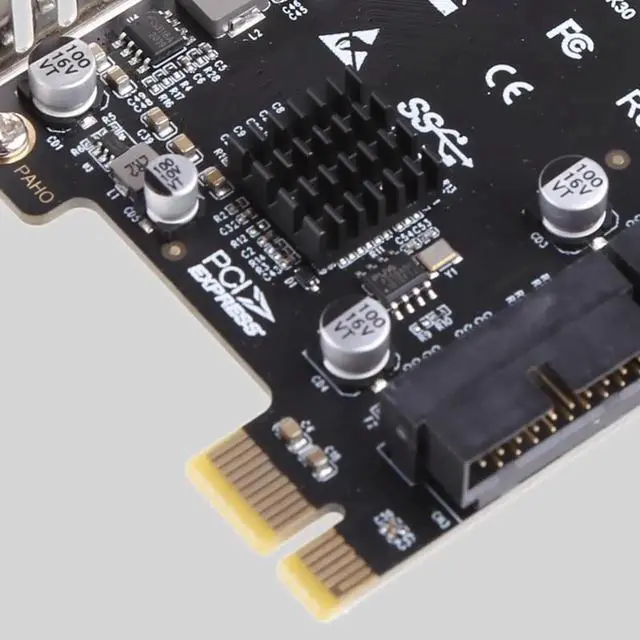 Alt view image 5 of 6 - PCI-E USB 3.0 Expansion Card Adapter 2 Port USB3.0 Hub Internal 19/20 Pin Header PCIE PCI Express to USB3.0 Adapter Card