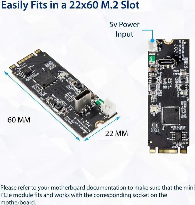 Alt view image 2 of 5 - IO CREST USB 3.1 Gen 2 10 Gbps 1 Port Type-C M.2 22x60 B+M Key Expansion Card ASMedia ASM3124 SY-ADA20232