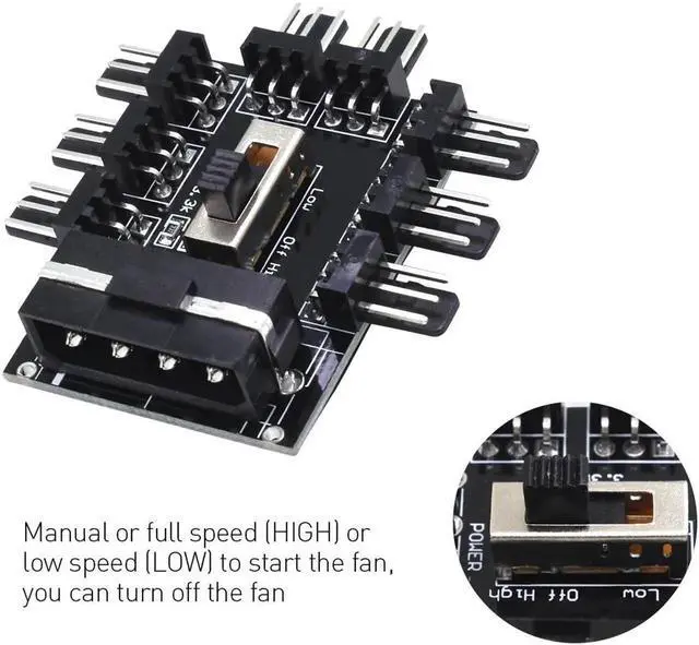 Alt view image 2 of 5 - hot-PC 1 to 8 4Pin Molex Cooler Cooling Fan Hub Splitter Cable PWM 3Pin Power Supply Speed Controller Adapter For PC Mining