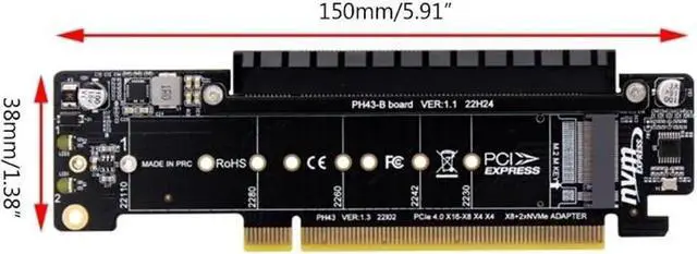 Alt view image 6 of 6 - PCIE4.0 Split Expansion Riser Card PCIE X16 X8+X4+X4 Quad VROC M.2 NVMe Port Expansion Card DIY Board Replacement