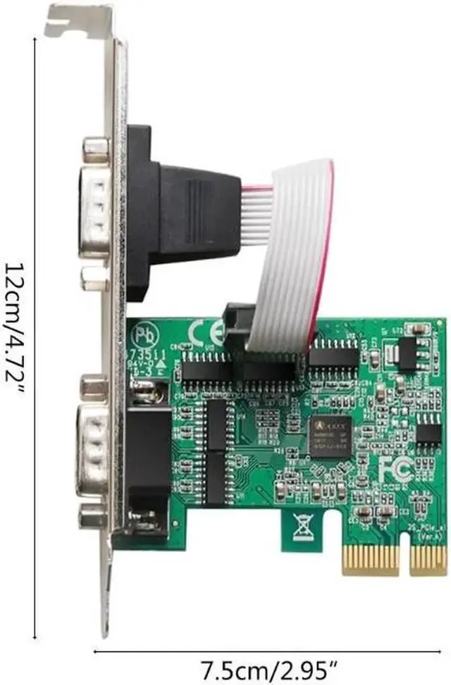 Alt view image 5 of 6 - 2 Port Serial PCI Express Expansion Card RS232 Com Serial Card PCIE Riser Converter Adapter for Windows AX99100 Chip