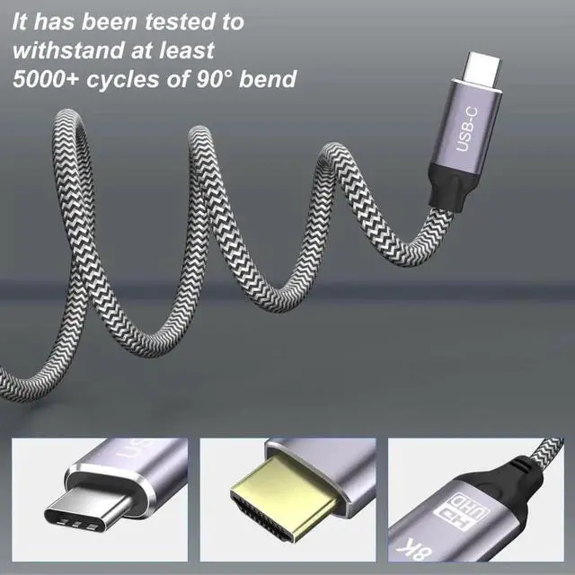 Alt view image 3 of 3 - USB4 USB-C Type-C Source to HDTV 2.0 Display 8K UHD 4K DP to HDTV Male Monitor Cable Connector 1.8m 6ft