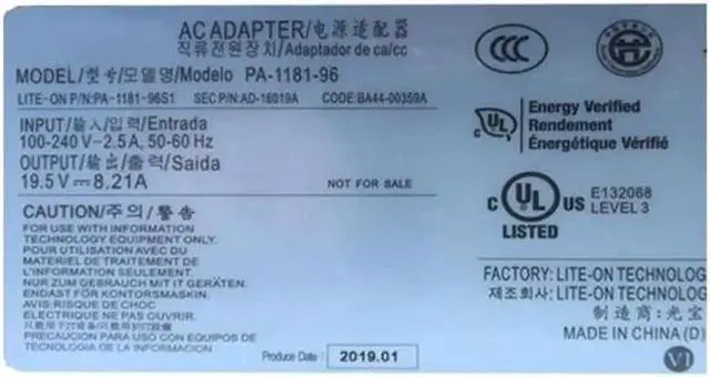 Alt view image 2 of 2 - PA-1181-96 19.5V 8.21A 160W PA-1181-96S1 AD-16019A AC Adapter For SAMSUNG BA44-00359A Laptop Power Supply Charger