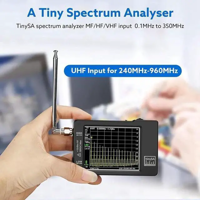 Alt view image 2 of 4 - Portable TinySA Spectrum Analyzer,Upgraded V0.3.1 Handheld Tiny Frequency Analyzer 100KHz to 960MHz MF/HF