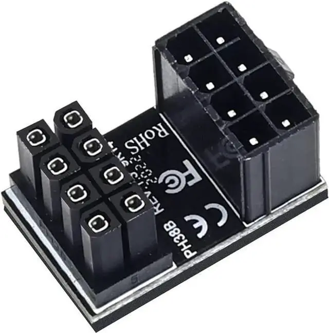 Alt view image 7 of 7 - JEYI ATX 6pin/8pin Male to 6pin/8Pin Female 180 Degree Angled Power Adapter for Desktops Graphics Card (8PIN-N Down Angled)