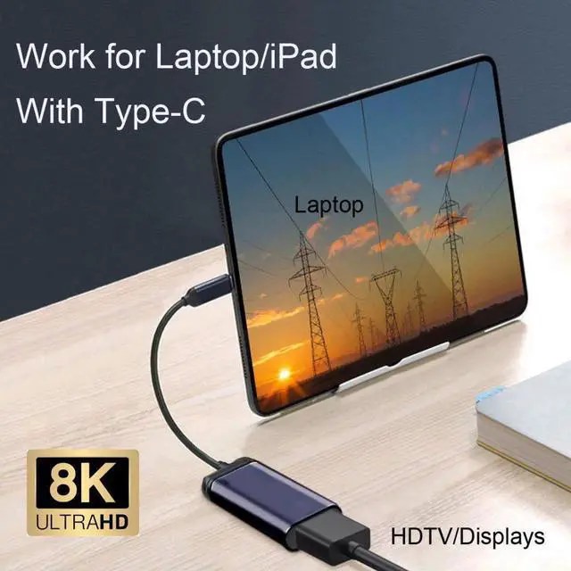 Alt view image 3 of 3 - USB-C Type-C USB4 Source to Female HDTV 2.0 Cable Display 8K 60HZ UHD 4K HDTV Male Monitor