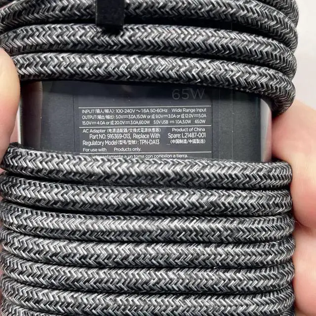 Alt view image 2 of 3 - 916369-013 L21487-001 For HP Laptop 65W 20V 3.25A USB-C Type-C Power Adapter Charger Cable TPN-DA13