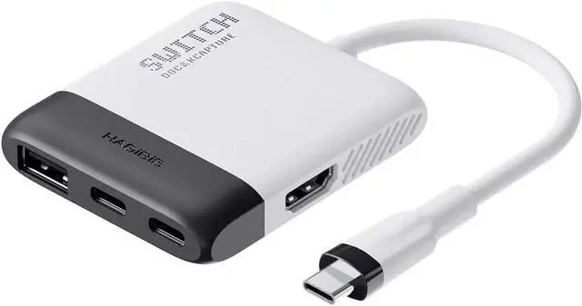 Main image of Hagibis 2 in 1 Switch Dock with HDMI Video Capture Card for Nintendo Switch OLED, Portable TV Docking Station with 4K HDMI, 1080P Capture Card, PD and USB Port Type C to HDMI TV Adapter (Black White)