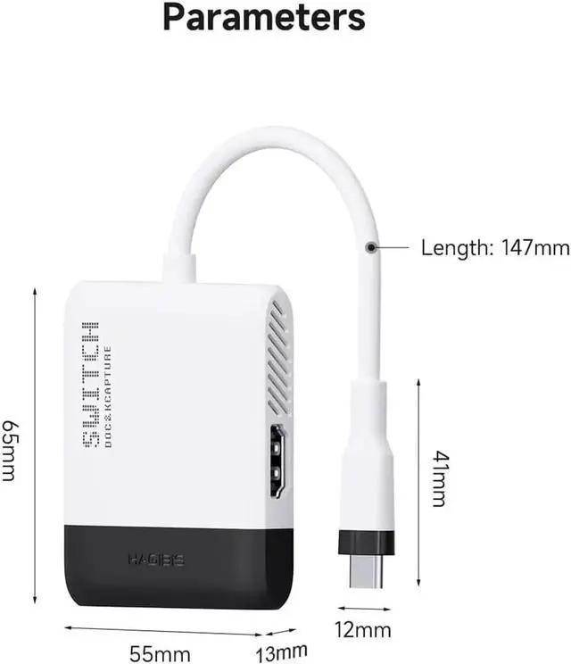 Alt view image 3 of 7 - Hagibis 2 in 1 Switch Dock with HDMI Video Capture Card for Nintendo Switch OLED, Portable TV Docking Station with 4K HDMI, 1080P Capture Card, PD and USB Port Type C to HDMI TV Adapter (Black White)