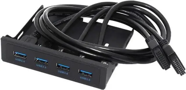 Alt view image 2 of 4 - Front Panel 4 Ports USB 3.0 HUB Splitter Combo Adapter Bracket 5Gbps USB3.0 19PIN/20PIN Internal for Any Desktop Case3.5 Inch Floppy Bay