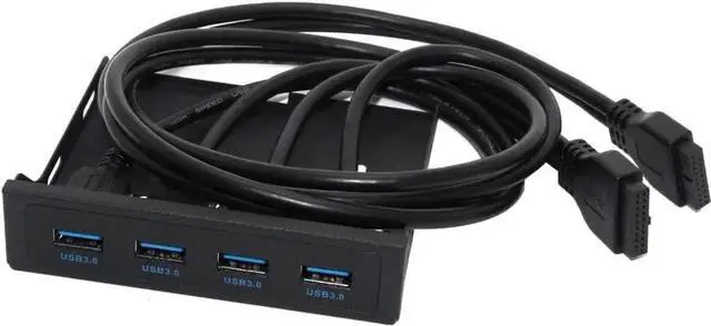 Alt view image 4 of 4 - Front Panel 4 Ports USB 3.0 HUB Splitter Combo Adapter Bracket 5Gbps USB3.0 19PIN/20PIN Internal for Any Desktop Case3.5 Inch Floppy Bay