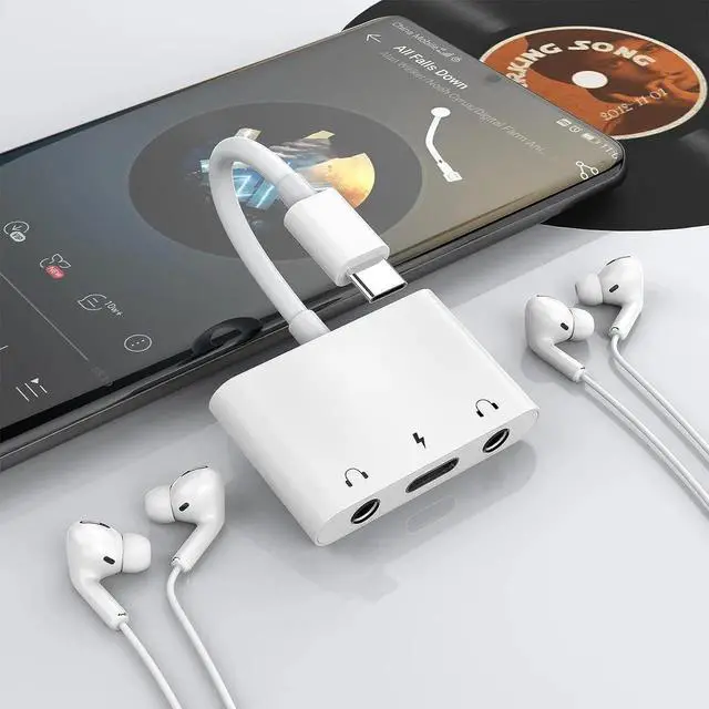 Main image of USB C to 3.5mm Audio Adapter, 3 in 1 Aux to USB C Headphone Splitter Dual 3.5mm Audio Jack and PD 60W Fast Charging, Compatible for iPad Pro,Galaxy S22 S21 S20/Note 20,Pixel 4 3 XL,Huawei,etc